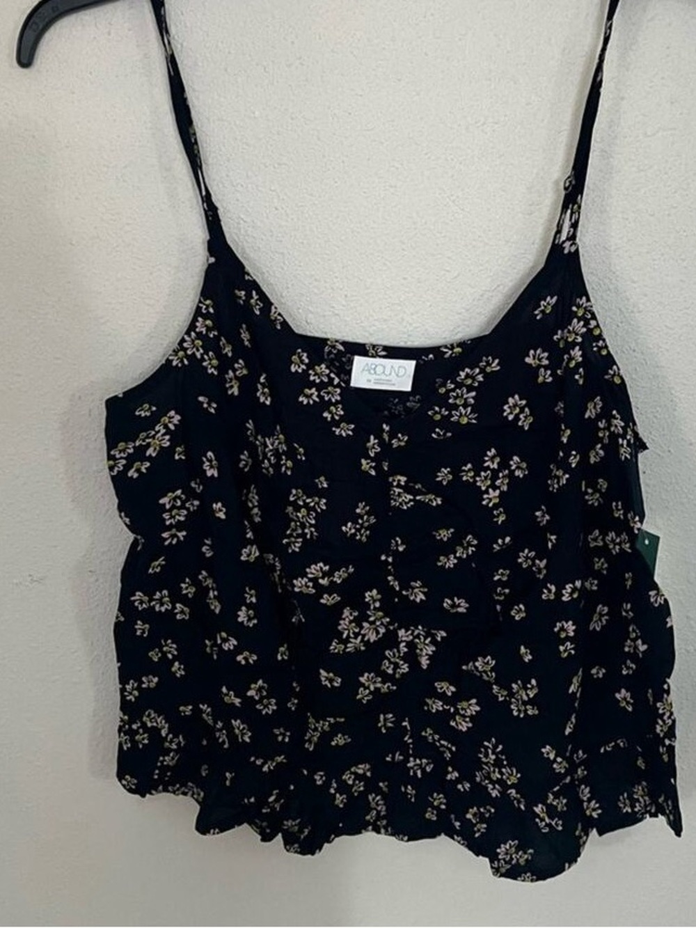 Black Floral Spaghetti Strap Tank Top